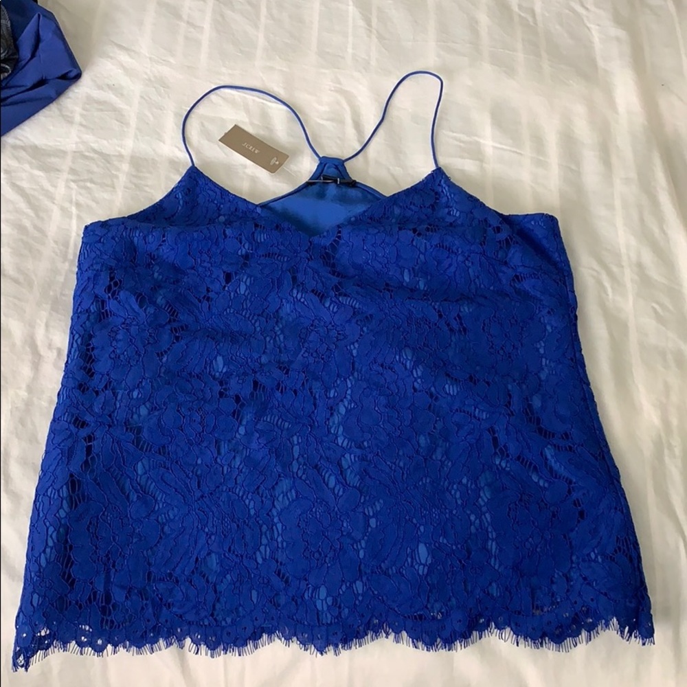 Women’s J Crew racer back silk tank w/overlay